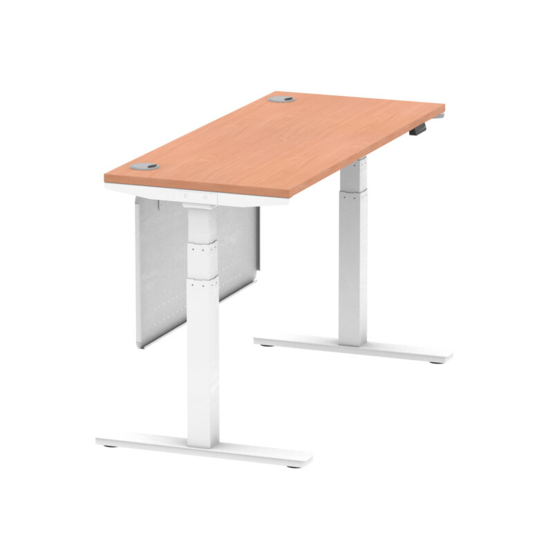 Brisk Height Adjustable Slimline Desk With Cable Ports With Steel Modesty Panel - Image 41