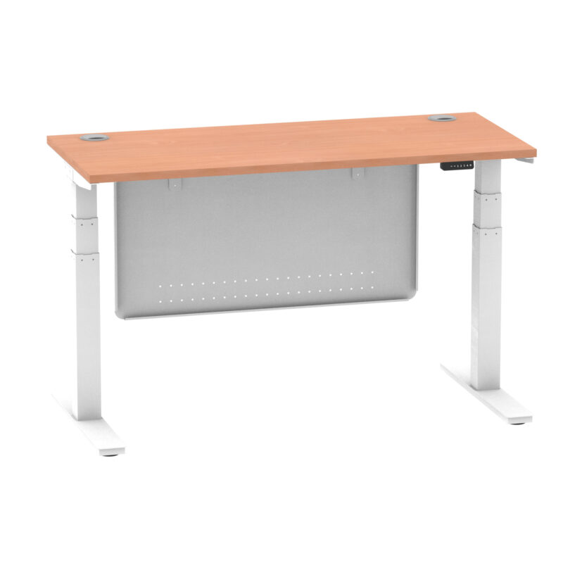 Brisk Height Adjustable Slimline Desk With Cable Ports With Steel Modesty Panel - Image 42