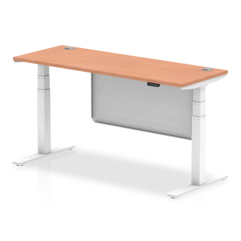 Brisk Height Adjustable Slimline Desk With Cable Ports With Steel Modesty Panel - Image 165