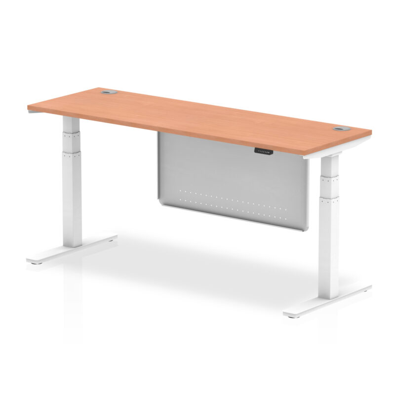Brisk Height Adjustable Slimline Desk With Cable Ports With Steel Modesty Panel - Image 197