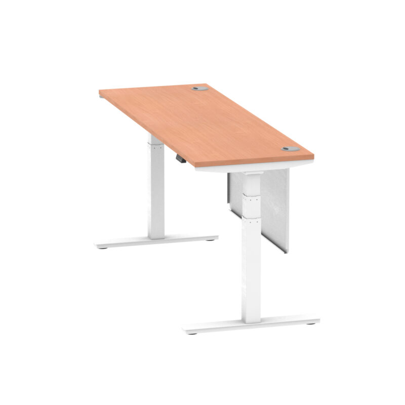 Brisk Height Adjustable Slimline Desk With Cable Ports With Steel Modesty Panel - Image 198