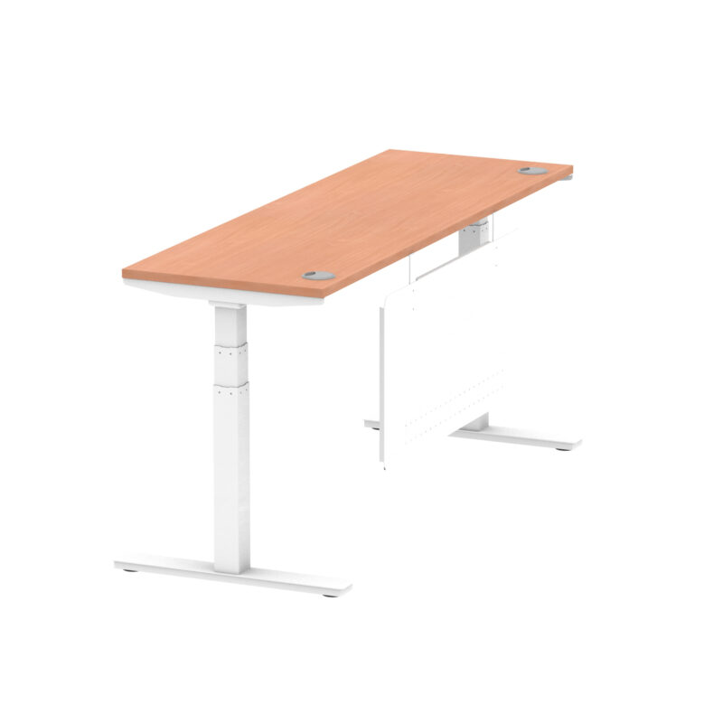 Brisk Height Adjustable Slimline Desk With Cable Ports With Steel Modesty Panel - Image 199