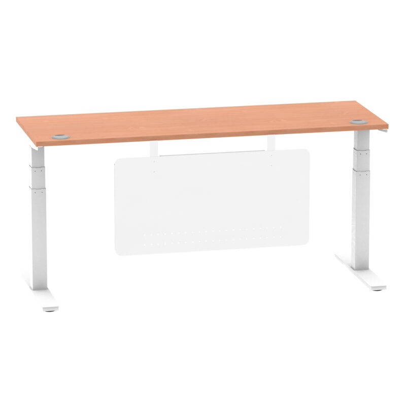 Brisk Height Adjustable Slimline Desk With Cable Ports With Steel Modesty Panel - Image 200