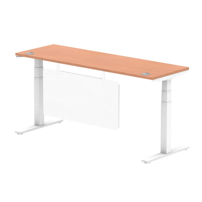 Brisk Height Adjustable Slimline Desk With Cable Ports With Steel Modesty Panel - Image 201