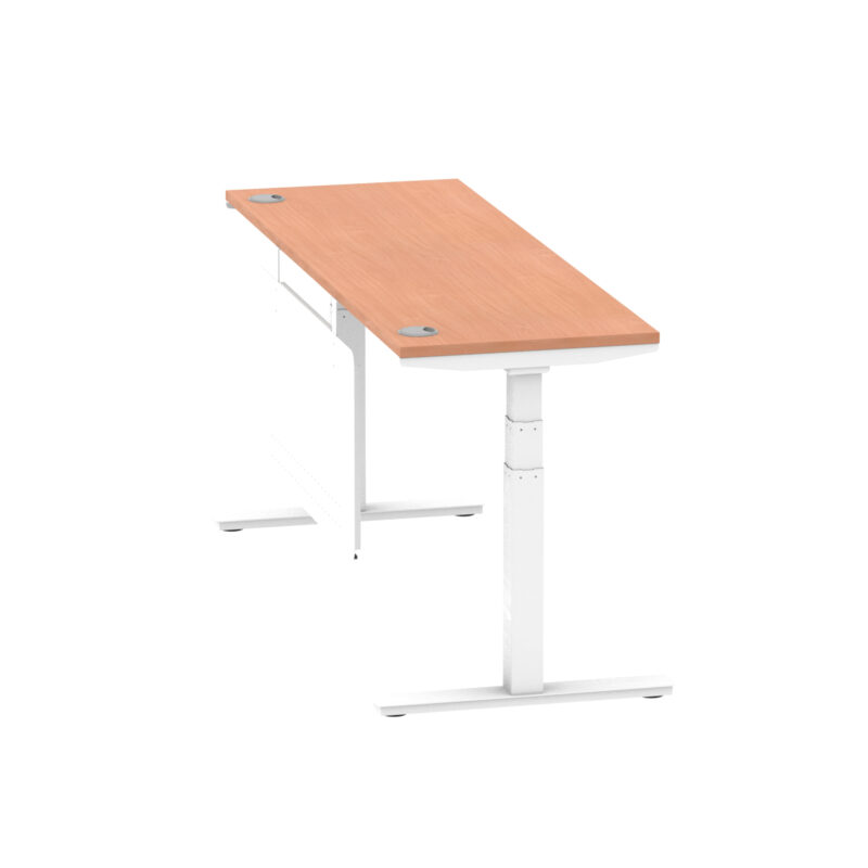Brisk Height Adjustable Slimline Desk With Cable Ports With Steel Modesty Panel - Image 202