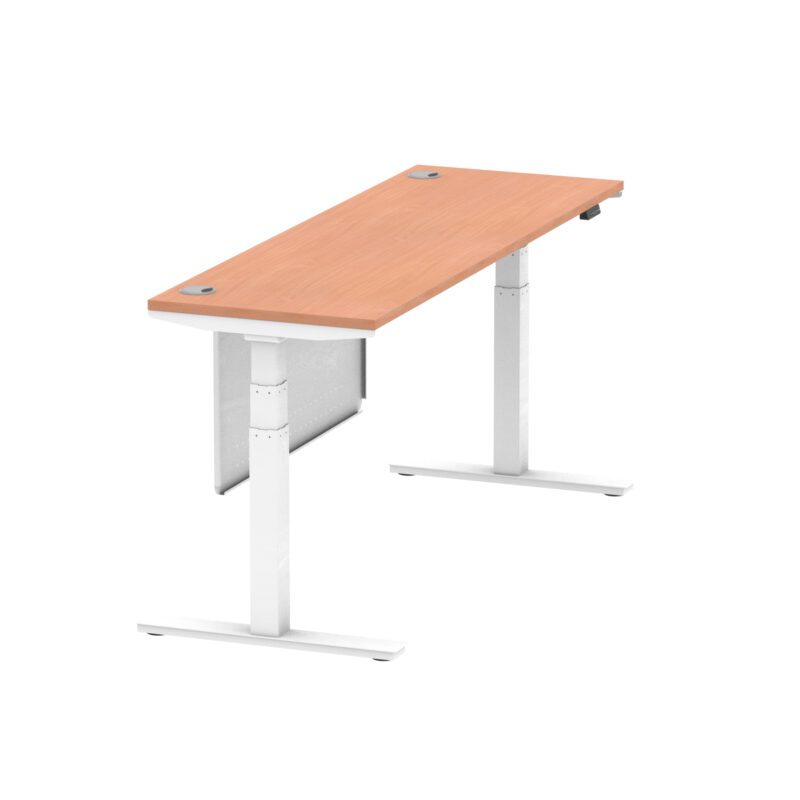Brisk Height Adjustable Slimline Desk With Cable Ports With Steel Modesty Panel - Image 203