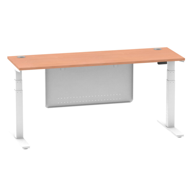 Brisk Height Adjustable Slimline Desk With Cable Ports With Steel Modesty Panel - Image 204