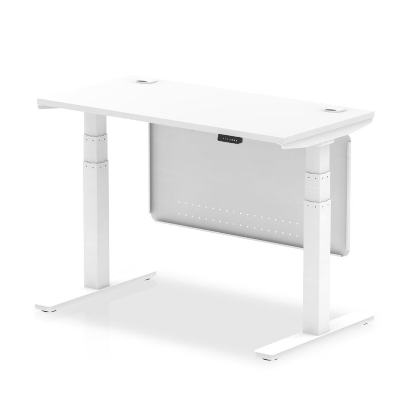 Brisk Height Adjustable Slimline Desk With Cable Ports With Steel Modesty Panel - Image 9