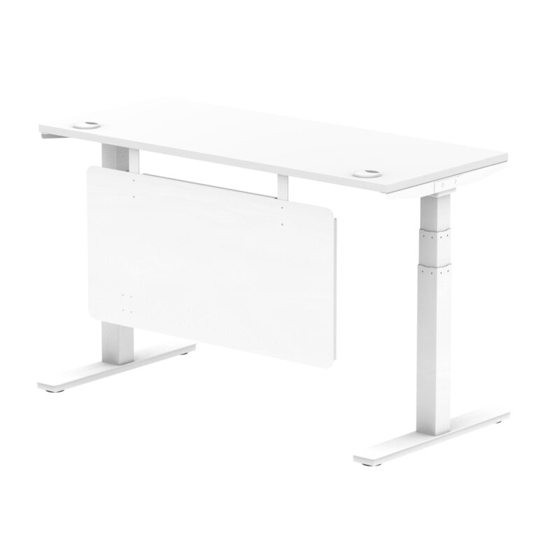 Brisk Height Adjustable Slimline Desk With Cable Ports With Steel Modesty Panel - Image 87
