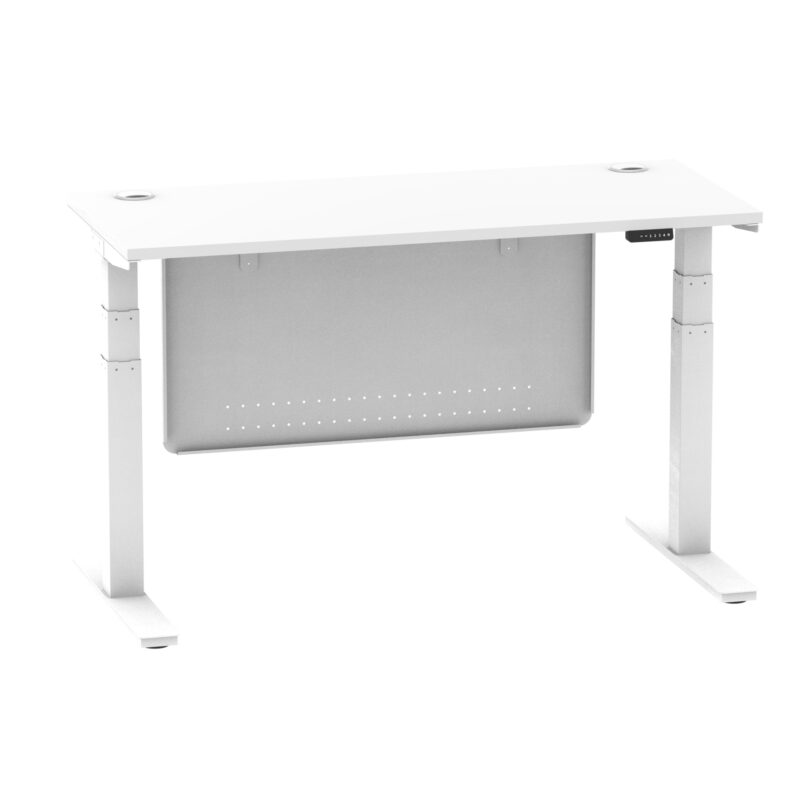 Brisk Height Adjustable Slimline Desk With Cable Ports With Steel Modesty Panel - Image 90