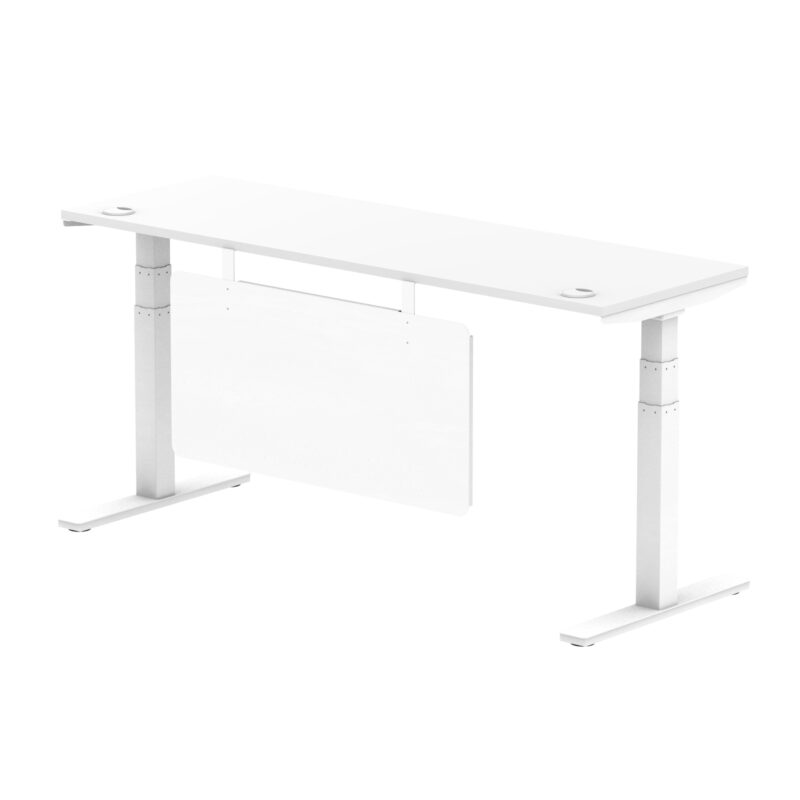 Brisk Height Adjustable Slimline Desk With Cable Ports With Steel Modesty Panel - Image 249