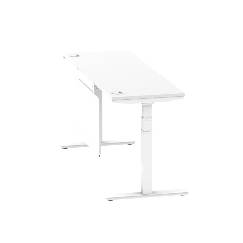 Brisk Height Adjustable Slimline Desk With Cable Ports With Steel Modesty Panel - Image 250