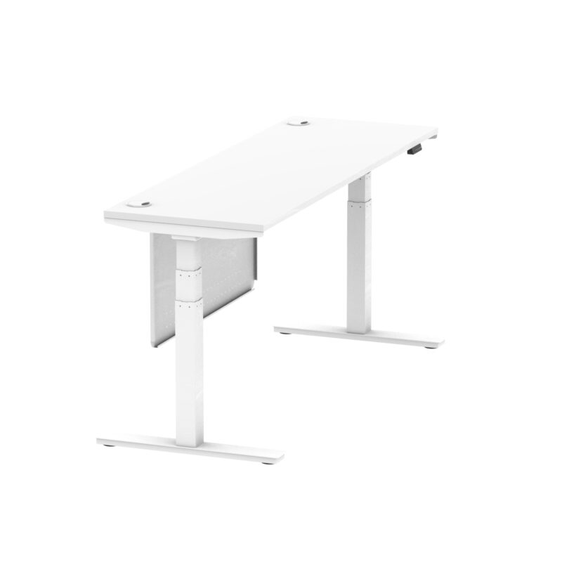 Brisk Height Adjustable Slimline Desk With Cable Ports With Steel Modesty Panel - Image 251