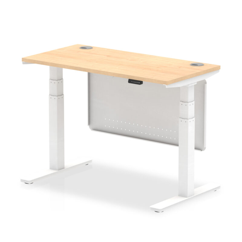 Brisk Height Adjustable Slimline Desk With Cable Ports With Steel Modesty Panel - Image 12