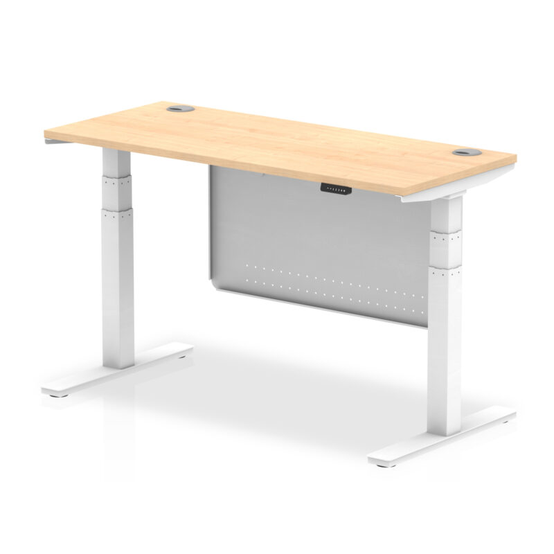 Brisk Height Adjustable Slimline Desk With Cable Ports With Steel Modesty Panel - Image 107