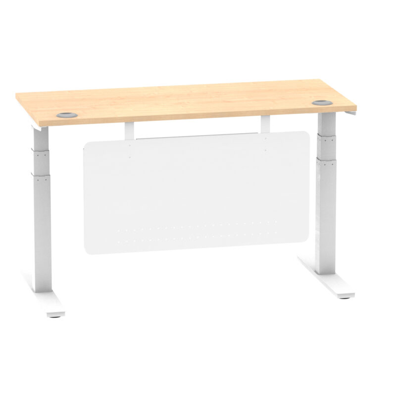Brisk Height Adjustable Slimline Desk With Cable Ports With Steel Modesty Panel - Image 110
