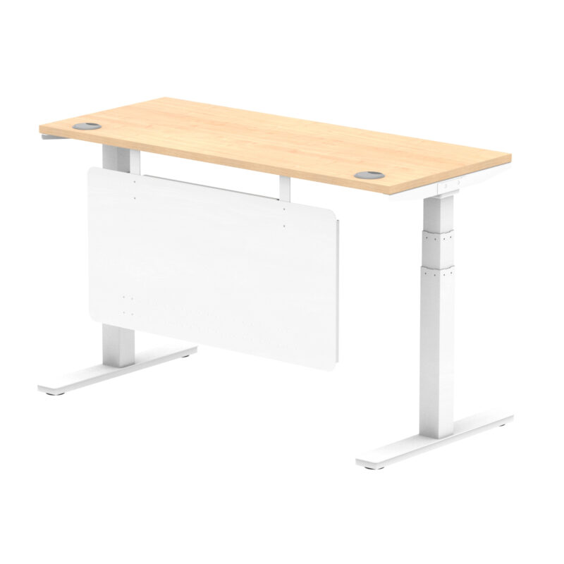 Brisk Height Adjustable Slimline Desk With Cable Ports With Steel Modesty Panel - Image 111