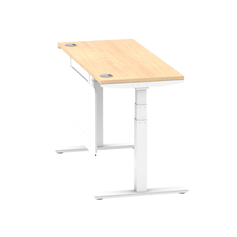 Brisk Height Adjustable Slimline Desk With Cable Ports With Steel Modesty Panel - Image 112
