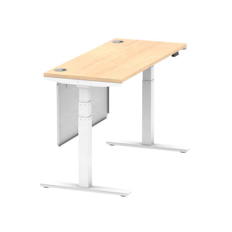 Brisk Height Adjustable Slimline Desk With Cable Ports With Steel Modesty Panel - Image 113
