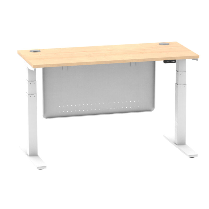 Brisk Height Adjustable Slimline Desk With Cable Ports With Steel Modesty Panel - Image 114