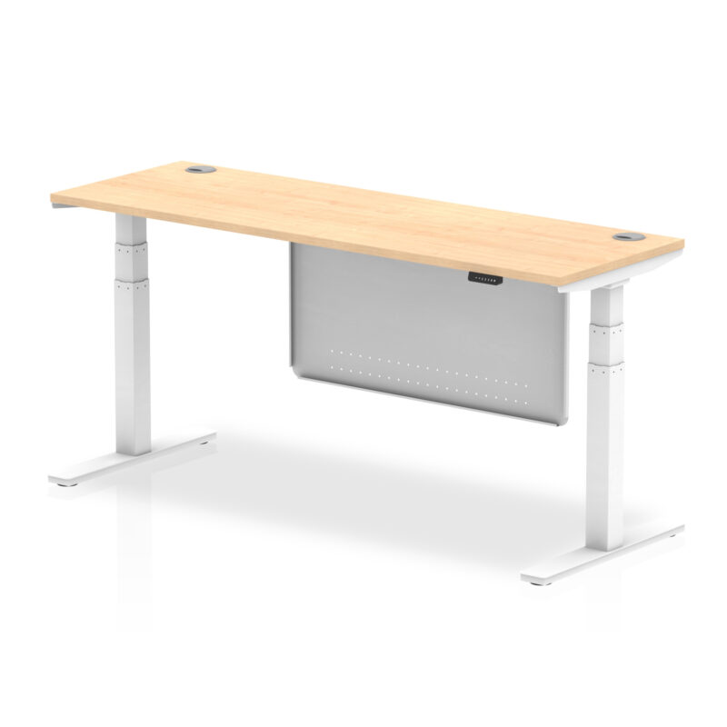 Brisk Height Adjustable Slimline Desk With Cable Ports With Steel Modesty Panel - Image 269