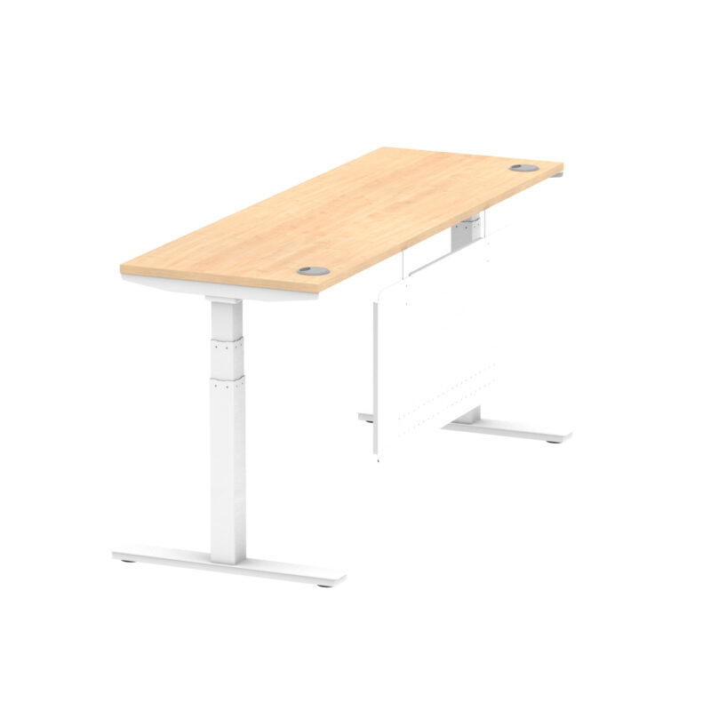 Brisk Height Adjustable Slimline Desk With Cable Ports With Steel Modesty Panel - Image 271