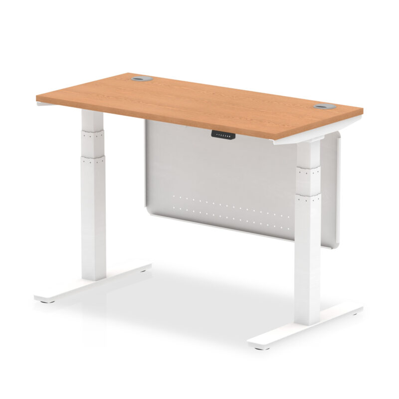 Brisk Height Adjustable Slimline Desk With Cable Ports With Steel Modesty Panel - Image 15