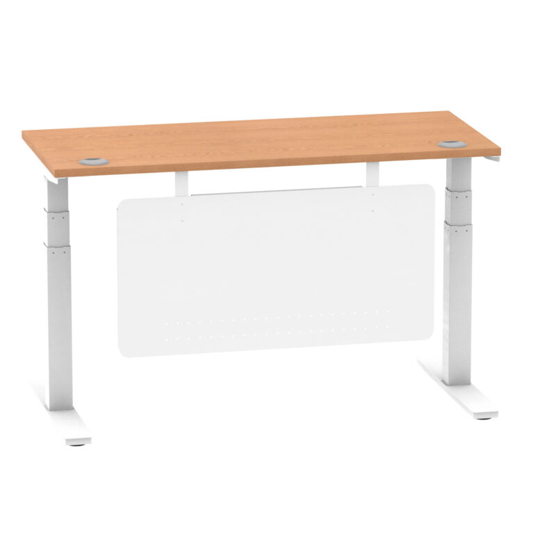 Brisk Height Adjustable Slimline Desk With Cable Ports With Steel Modesty Panel - Image 134