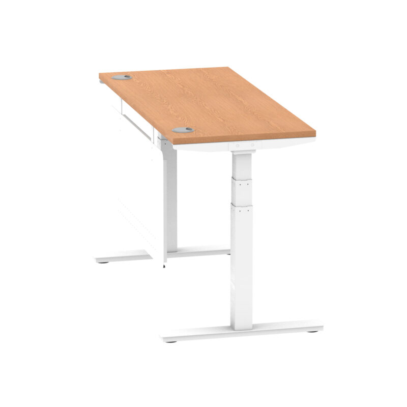 Brisk Height Adjustable Slimline Desk With Cable Ports With Steel Modesty Panel - Image 136