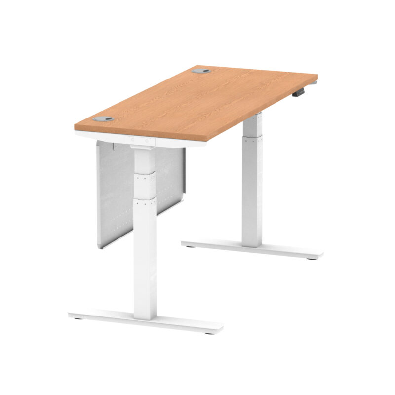 Brisk Height Adjustable Slimline Desk With Cable Ports With Steel Modesty Panel - Image 137