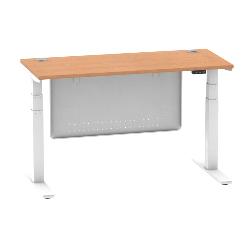 Brisk Height Adjustable Slimline Desk With Cable Ports With Steel Modesty Panel - Image 138