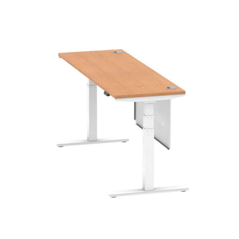 Brisk Height Adjustable Slimline Desk With Cable Ports With Steel Modesty Panel - Image 294