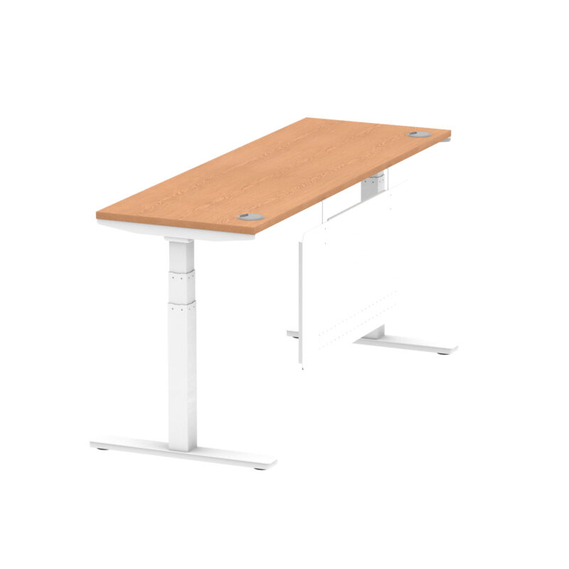 Brisk Height Adjustable Slimline Desk With Cable Ports With Steel Modesty Panel - Image 295