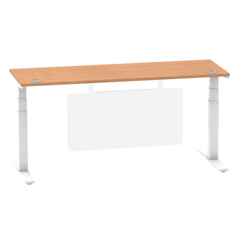 Brisk Height Adjustable Slimline Desk With Cable Ports With Steel Modesty Panel - Image 296