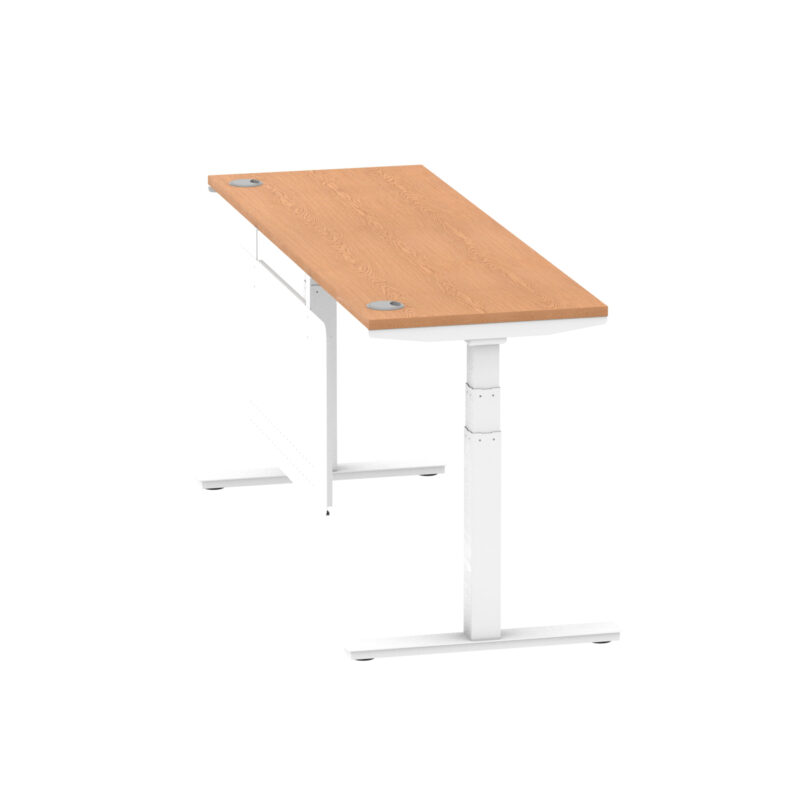 Brisk Height Adjustable Slimline Desk With Cable Ports With Steel Modesty Panel - Image 298