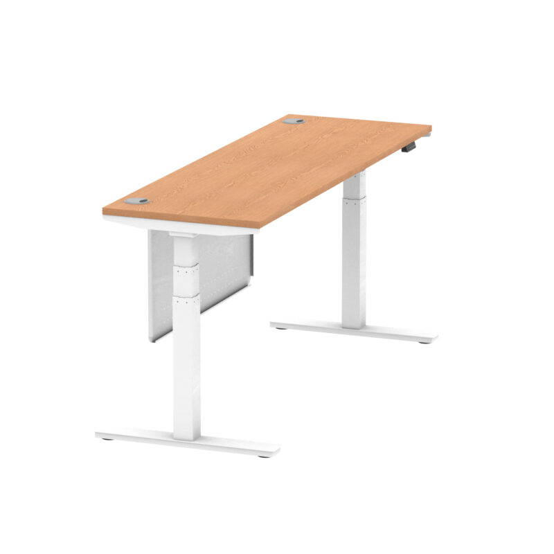 Brisk Height Adjustable Slimline Desk With Cable Ports With Steel Modesty Panel - Image 299