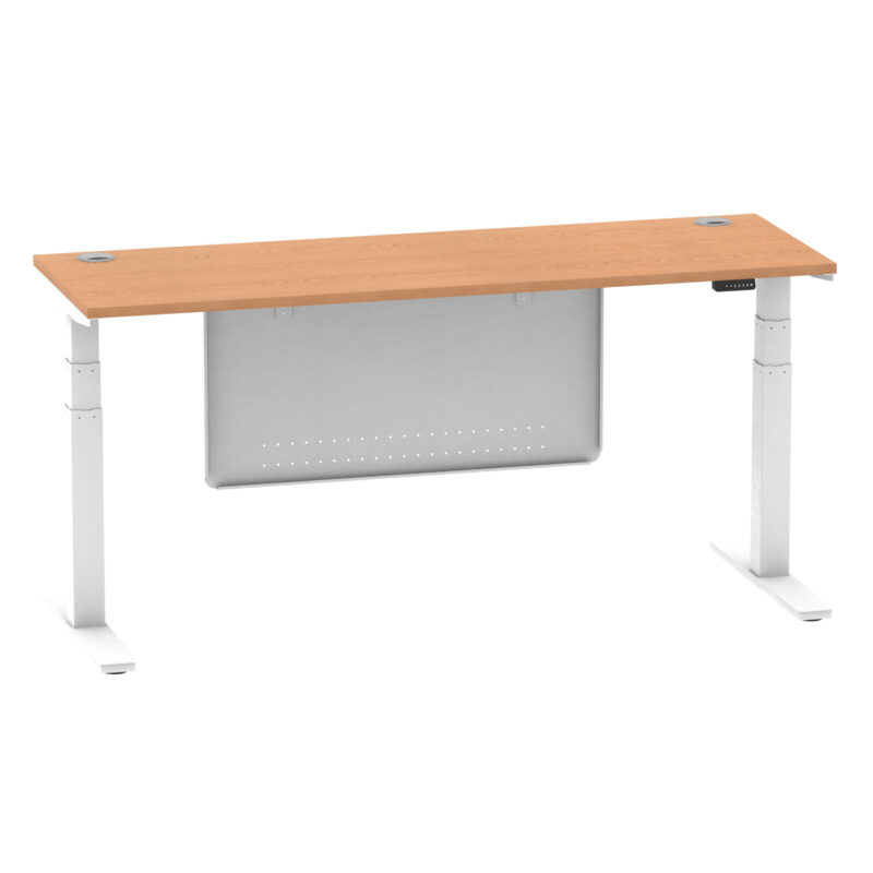 Brisk Height Adjustable Slimline Desk With Cable Ports With Steel Modesty Panel - Image 300