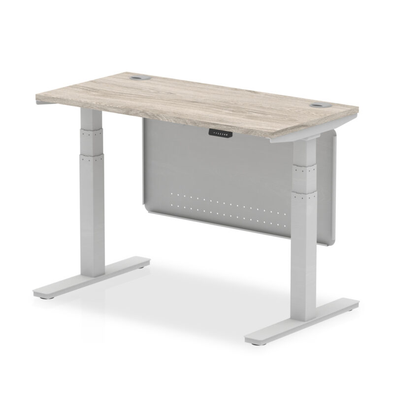 Brisk Height Adjustable Slimline Desk With Cable Ports With Steel Modesty Panel - Image 17