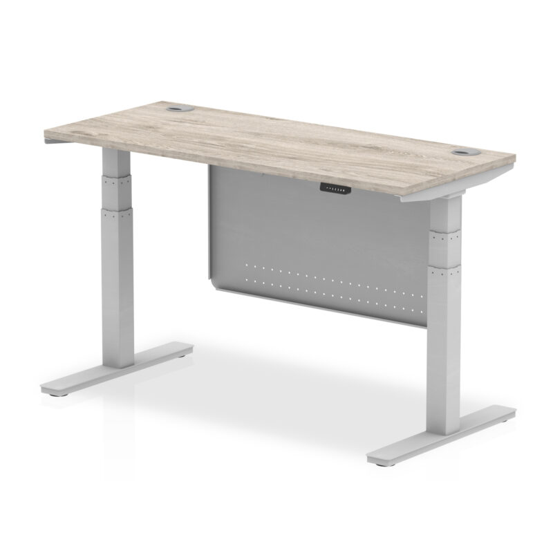 Brisk Height Adjustable Slimline Desk With Cable Ports With Steel Modesty Panel - Image 147