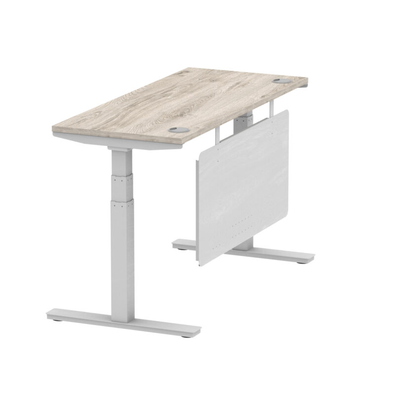 Brisk Height Adjustable Slimline Desk With Cable Ports With Steel Modesty Panel - Image 149