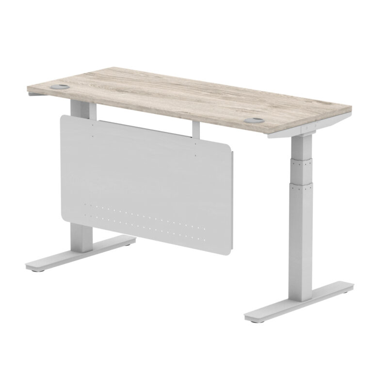 Brisk Height Adjustable Slimline Desk With Cable Ports With Steel Modesty Panel - Image 151
