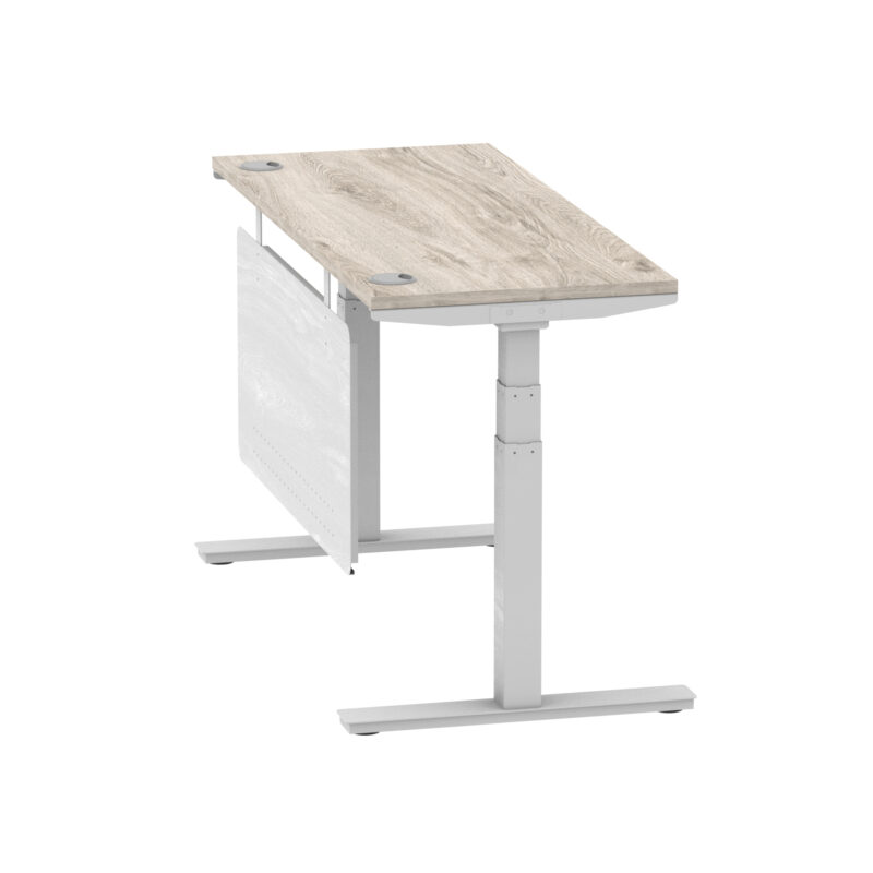 Brisk Height Adjustable Slimline Desk With Cable Ports With Steel Modesty Panel - Image 152