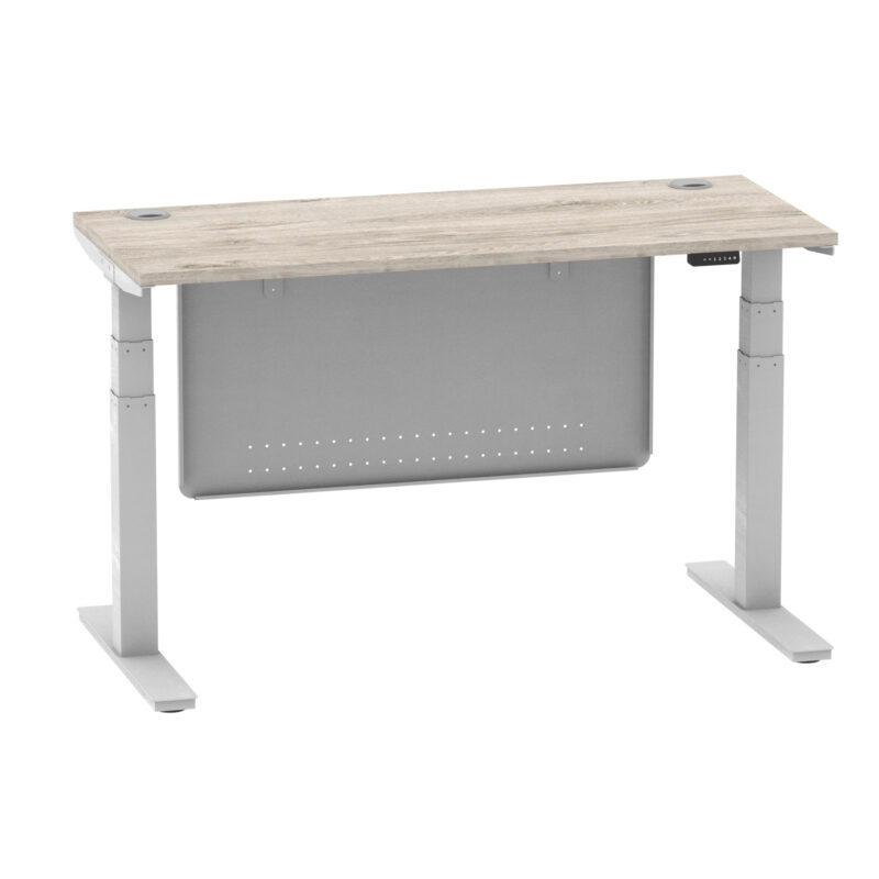 Brisk Height Adjustable Slimline Desk With Cable Ports With Steel Modesty Panel - Image 154