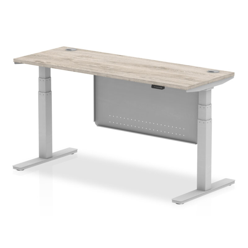 Brisk Height Adjustable Slimline Desk With Cable Ports With Steel Modesty Panel - Image 179