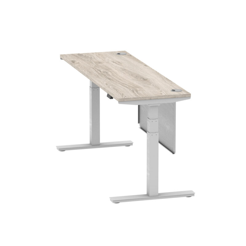 Brisk Height Adjustable Slimline Desk With Cable Ports With Steel Modesty Panel - Image 310