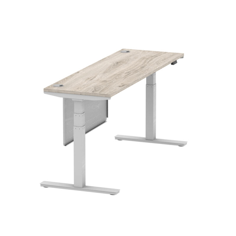 Brisk Height Adjustable Slimline Desk With Cable Ports With Steel Modesty Panel - Image 315