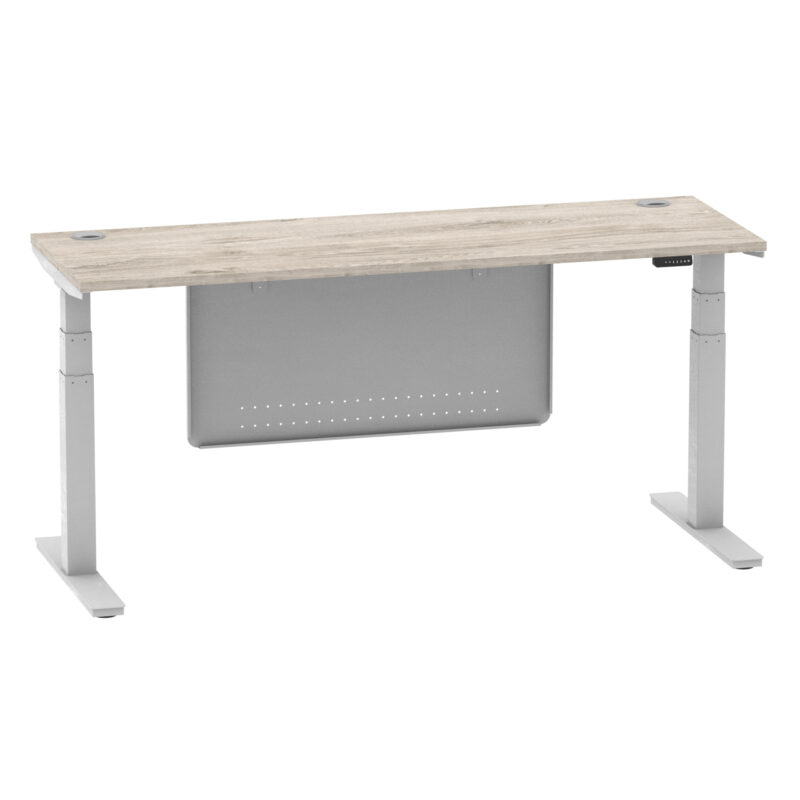 Brisk Height Adjustable Slimline Desk With Cable Ports With Steel Modesty Panel - Image 316