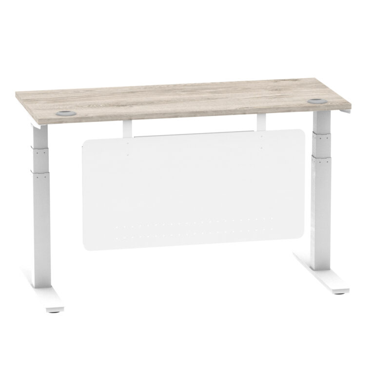 Brisk Height Adjustable Slimline Desk With Cable Ports With Steel Modesty Panel - Image 158