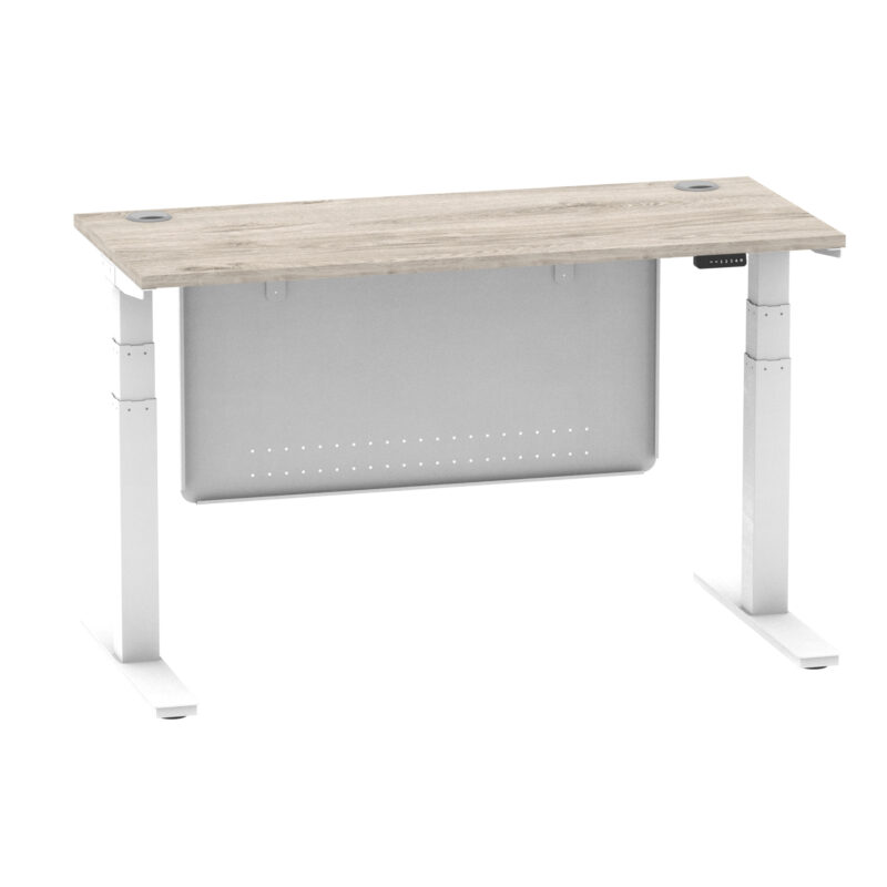 Brisk Height Adjustable Slimline Desk With Cable Ports With Steel Modesty Panel - Image 162