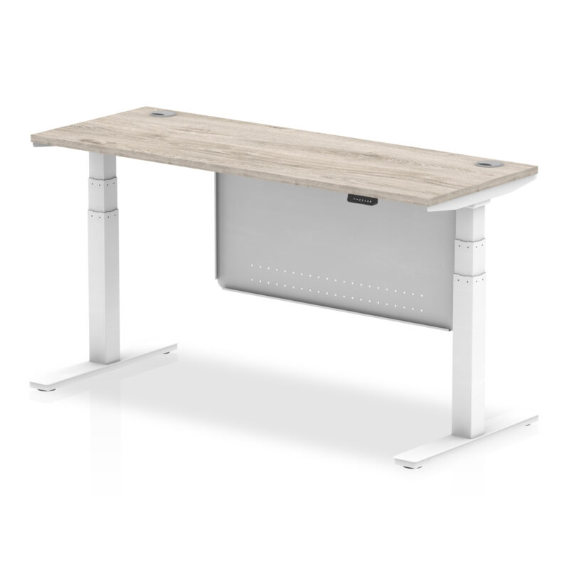 Brisk Height Adjustable Slimline Desk With Cable Ports With Steel Modesty Panel - Image 180